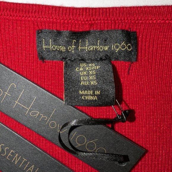 NWT House Of Harlow 1960 | Corset Cropped Red Knit Sweater Square Neck | Size XS - Picture 2 of 9